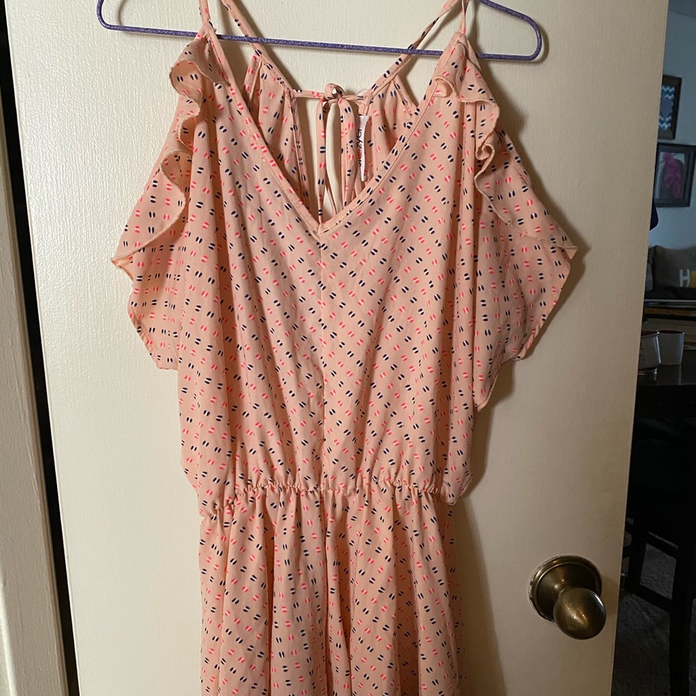Ruffle cold shoulder romper size small
